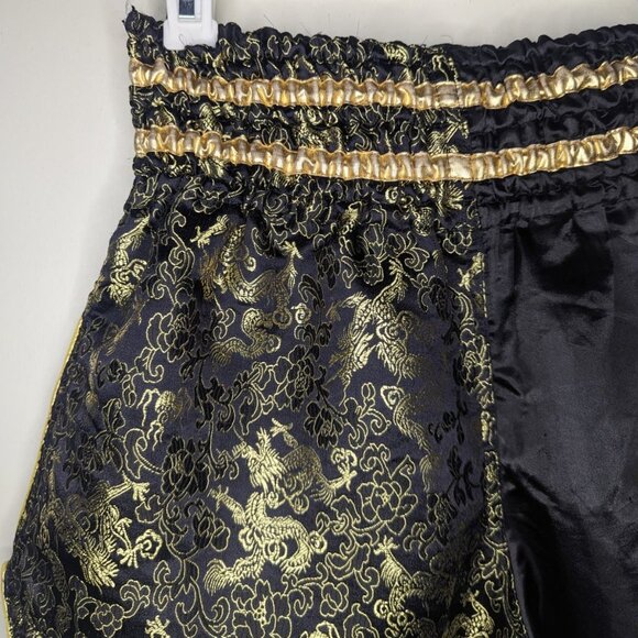 NAMAZU Dragon Muay Thai MMA Boxing Kickboxing Shorts in Black & Gold, Size Large - Picture 9 of 11